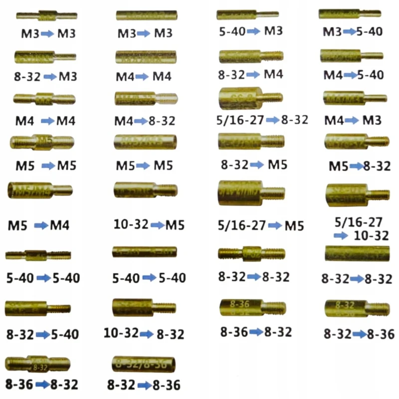 Zestaw 30 szt. mosiężnych adapterów / przejściówek do wyciorów Celna